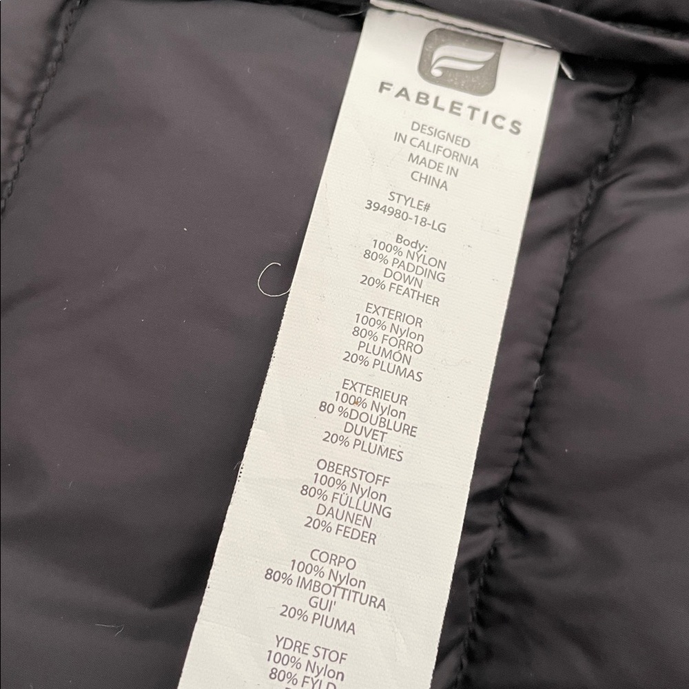Fabletics Down Lightweight Puffer Jacket Black Wi… - image 6